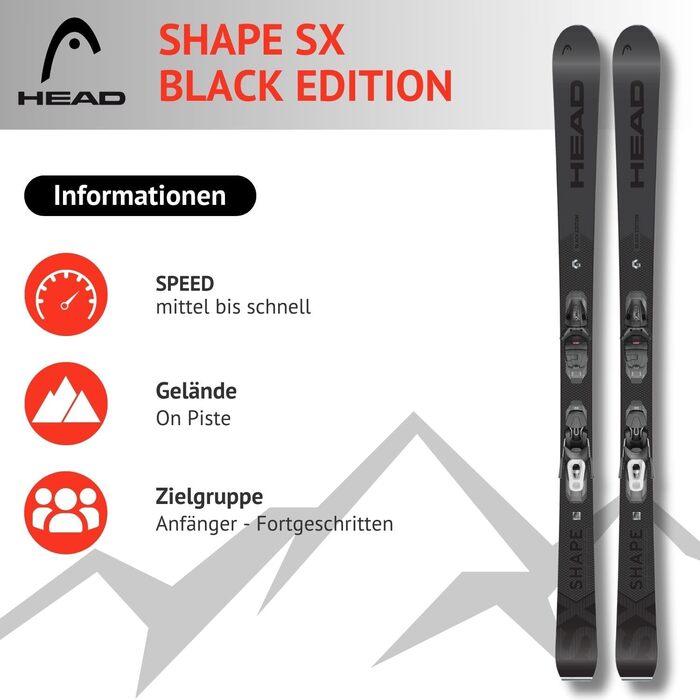 Лижні головки Shape SX Black Edition з кріпленнями для жінок