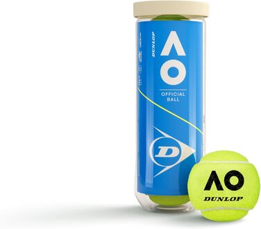 Тенісні м'ячі DUNLOP Australian Open для ґрунту, хардкорту та трави, 3 шт.