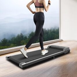 Бігова доріжка для дому складна Walking Pad 1-6 км/год до 100 кг з LED-дисплеєм, міні-доріжка для офісу (Сіра)