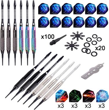 ВИГРАТИ. Набір MAX Soft Darts: 12 професійних дротиків, 18 г для електронного дартсу