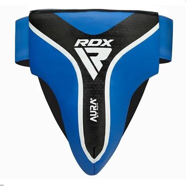 Тазовий захист RDX Aura Pus T17 для боксу, ММА, муай-тай, бойових мистецтв, Kaix Skin шкіра, EVA-піна, PVC-чаша, дихаючий, синій, XL