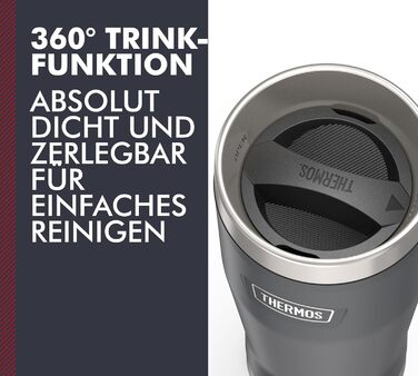Термокружка Thermos ICON 470 мл, графітова, з нержавіючої сталі, ізотермічна, герметична, зберігає тепло 7 годин/холод 22 години, для кави, зручна для подорожей, BPA-free, можна мити в посудомийці