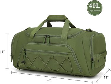 Спортивна сумка-рюкзак 40L з відділенням для взуття та вологих речей, водонепроникна, для тренувань, подорожей, чоловіків і жінок, зелена