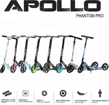 Самокат Apollo Phantom Pro - складний, регульований, колеса XXL