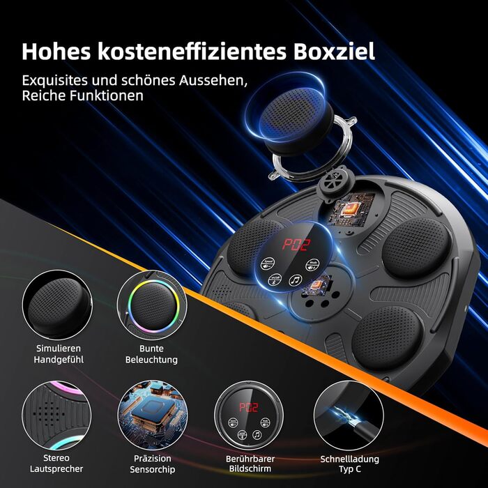 Музична бокс-машина HotHands для стіни, професійна, з LED підсвіткою, Bluetooth, 12 режимів швидкості, з боксерськими рукавичками, для дітей і дорослих