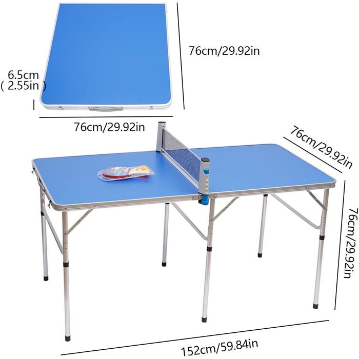 Складаний стіл для тенісу AOOUNGM в приміщенні 152x76x76 см