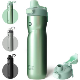 Термобутилка для води BOTTLE BOTTLE 680 мл із ручкою, зелена, ізоляційна, з клапаном, для спорту, велоспорту, подорожей, не протікає