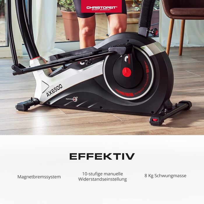 Гібридний тренажер Christopeit Sport AX 6500, 2-в-1, магнітна система гальмування, 10 рівнів навантаження, до 150 кг, чорний