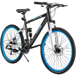 Гірський велосипед VEVOR MTB 26 дюймів, 21 швидкість, алюмінієва рама, повна підвіска, комфортне сідло, для чоловіків і жінок, для трейлів і снігу