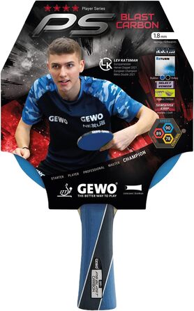 Ракетка для настільного тенісу GEWO PS Blast Carbon - схвалена ITTF професійна ракетка для настільного тенісу, карбонова ракетка зі швидкою основою GEWO Return Pro та високими обертальними властивостями, увігнута, губка 1,8 мм