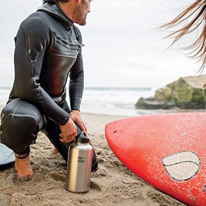 Широка пляшка для води Klean Kanteen з широкою петлею з матової нержавіючої сталі (1900 мл)