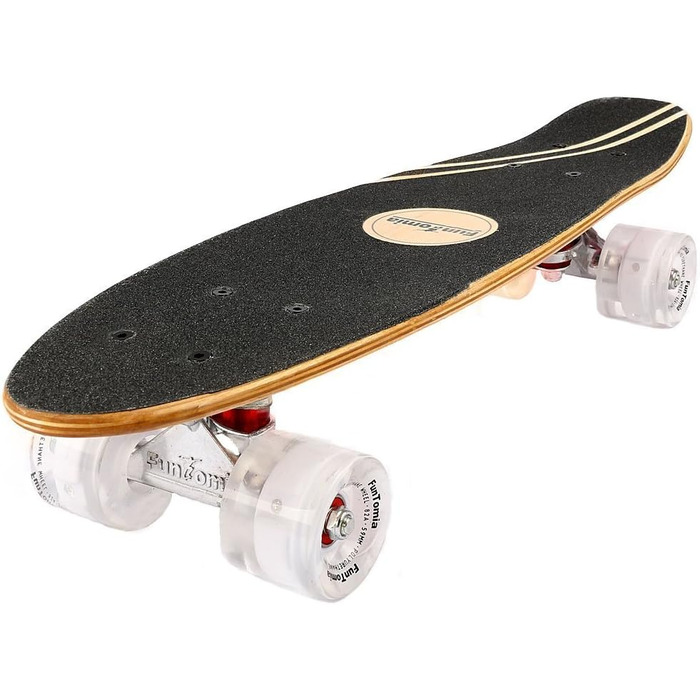 Скейтборд FunTomia Mini-Board Cruiser 57см виготовлений з 7-шарової деревини канадського клена в т.ч. кулькові підшипники Mach1 ABEC-9 (Pink Flower / з білими світлодіодними колесами)