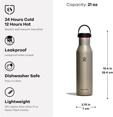 HYDRO FLASK Легка термобутилка 621 мл Trail Series, вакуумна, нержавіюча сталь, герметична, BPA-free, Jasper