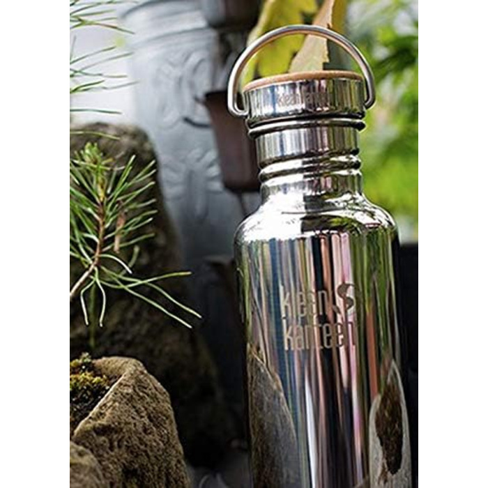 Пляшка для води Klean Kanteen Reflect з нержавіючою цільною бамбуковою кришкою матова нержавіюча 800 мл/27 унцій