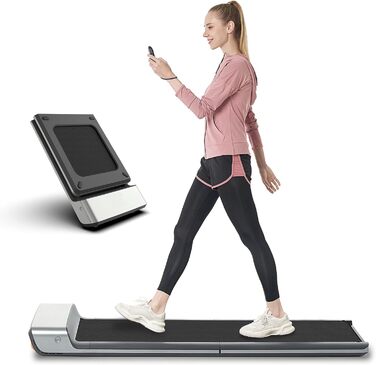 WalkingPad P1 - складна бігова доріжка для дому, 0,5-6 км/год, 1HP 746 Вт, з додатком і пультом дистанційного керування, ультратонка бігова доріжка для ходьби, One size, сріблясто-сірий.