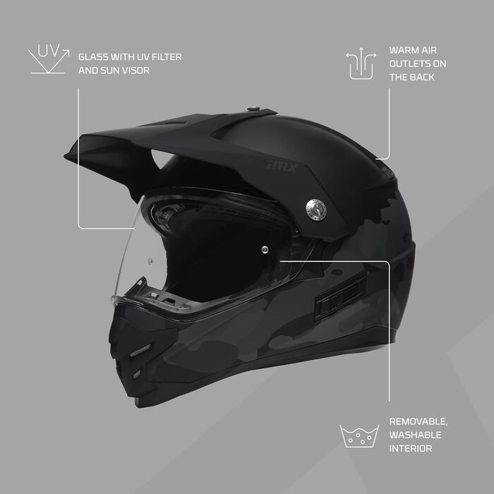 Мотошолом IMX RACING MXT-01 для бездоріжжя, 2 розміри оболонки, 3 розміри EPS, скло з UV-фільтром і сонцезахистом, знімна підкладка