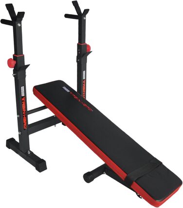 Складна лава TrainHard Multi Weight Bench Blackcombo зі штангою та гантелями та ваговими пластинами 70 кг