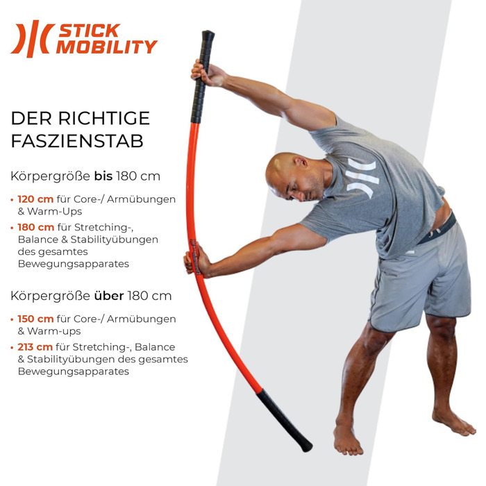 Палиця Mobility Stick для фітнесу, помаранчева, 150 см