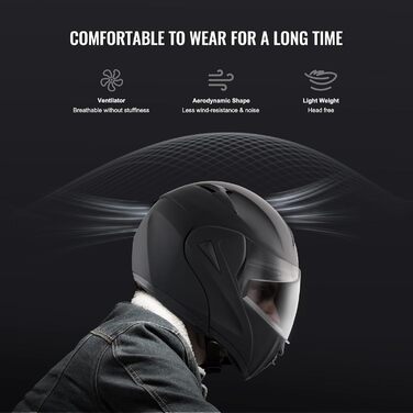 Мотошолом VEVOR без маски, розмір M (57-58 см), ABS-пластик, ECE, з Bluetooth-слотом та змінним склом, для підлітків і дорослих, мотокрос, комфортний