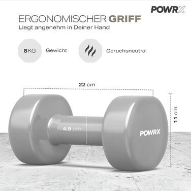 Пара вінілових гантелей (2 x 8 кг (сіра)) ідеально підходить для гімнастики Аеробіка Пілатес 0,5 кг 10 кг I Набір гантелей