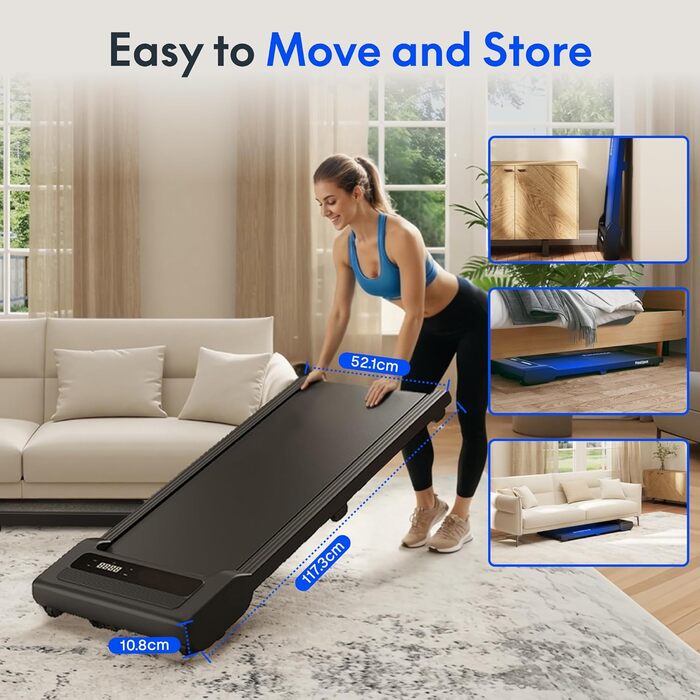Бігова доріжка FlexiSpot Walking Pad 4-в-1 для дому та офісу, електрична підлогова доріжка 2.5HP, портативна, LED-дисплей, регулювання швидкості, пульт ДК, чорна