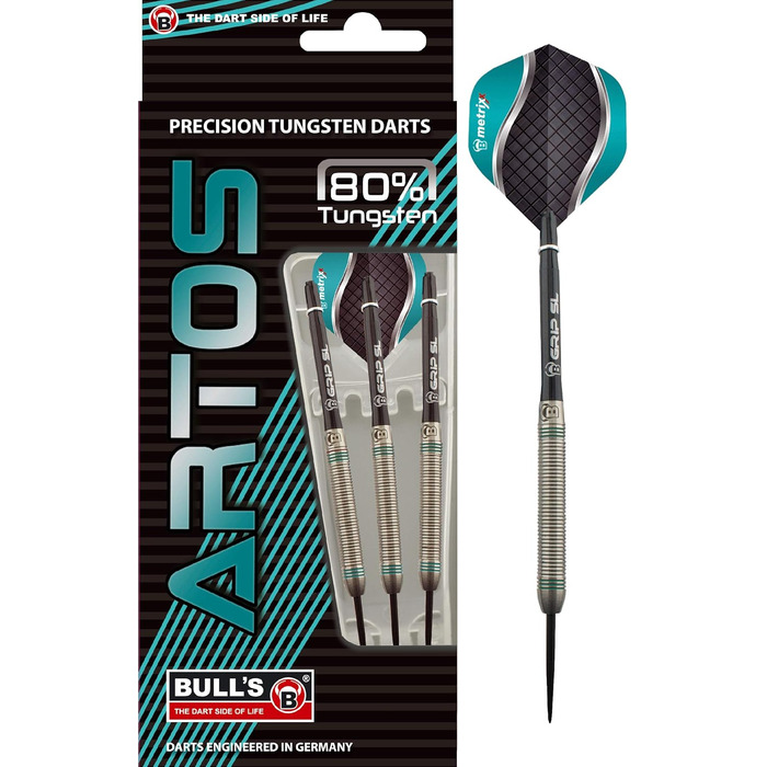 Дартсет Artos Steel Dart 80% вольфрам, 3 шт., м'ята/червоний/мідь, професійний