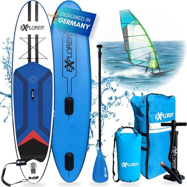 Дошка для веслування EXPLORER SUP Fusion Stand Up до 180 кг Повний комплект з алюмінієвим веслом, рюкзаком, насосом, плавником і набором патчів. (ВІНДСЕРФІНГ 11.6)