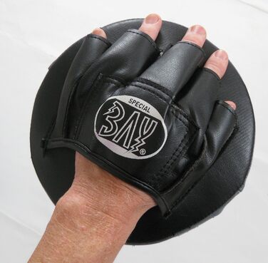 BAY® Лапа для боксу і MMA, вигнута, чорна/сіра, універсальна, для тренувань, дорослі та діти, шкіра, ударна подушка для боксу, кікбоксингу, карате, тайського боксу