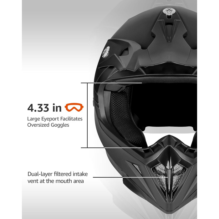 Мотокросовий шолом Yema YM-915 Fullface для ендуро, даунхілу, квадроцикла, MTB, BMX, сертифікат ECE, для дорослих чоловіків та жінок (M)