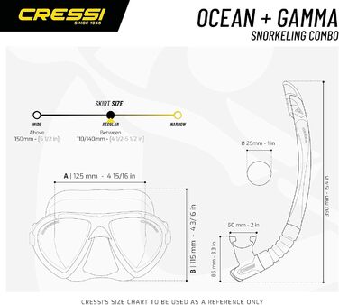 Маска для дайвінгу Cressi Ocean (набір для підводного плавання, прозора/аквамаринова)