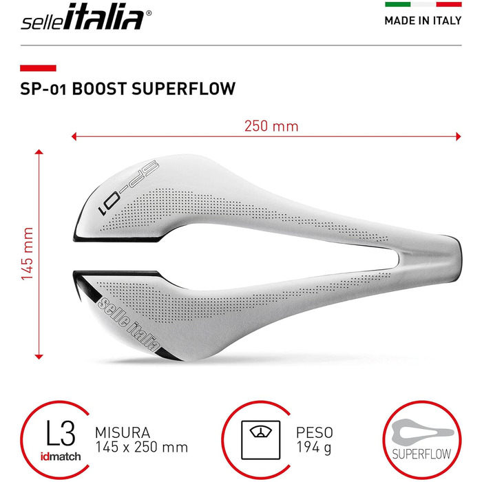 Сідло Selle Italia SP-01 Boost Superflow біле унісекс, один розмір