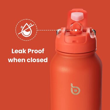 Спортивна пляшка bottlebottle, 1 л, нержавіюча сталь, ізольована, зі зручним трубочкою та контейнером для пігулок, помаранчева