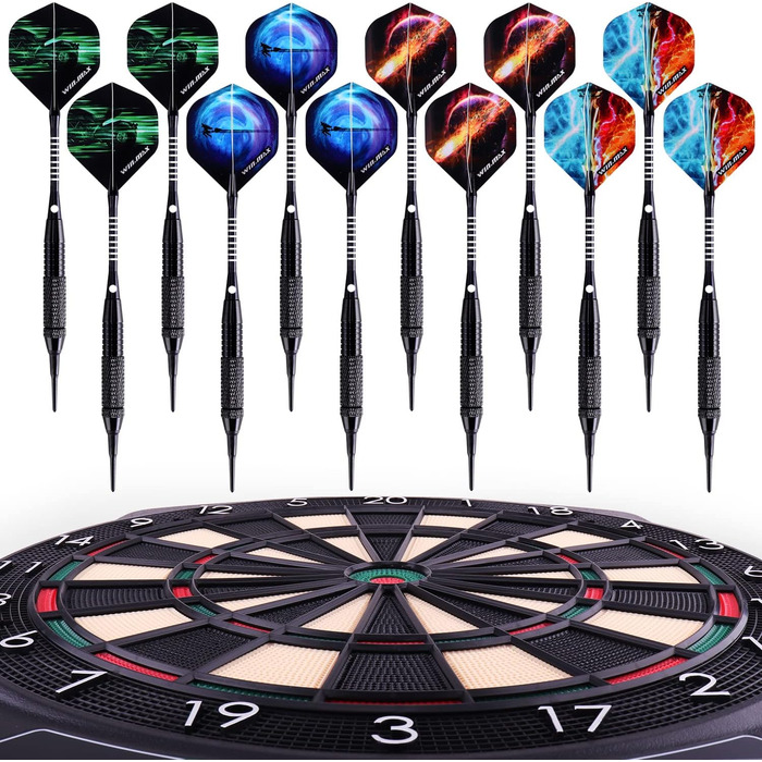 ВИГРАТИ. Набір MAX Soft Darts 12 шт., професійний дартс 18 г, чорний