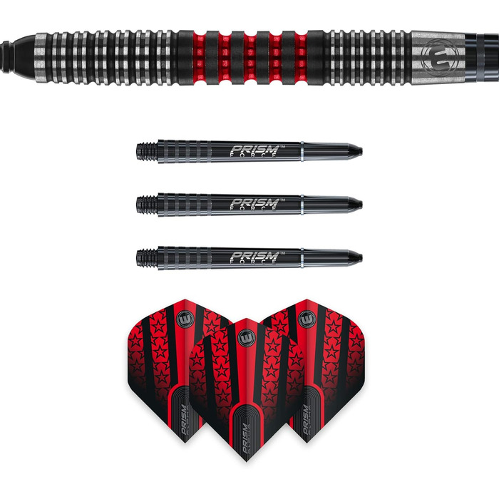 Дартс WINMAU Joe Cullen 18 г вольфрамові з м'яким наконечником, комплект з перами Prism та стержнями