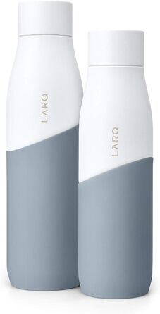 Пляшка LARQ Movement PureVis 710 мл — легка нержавіюча пляшка для води з UV-стерилізатором, самостійне очищення, неізольована, багаторазова, для подорожей, біла/камінь