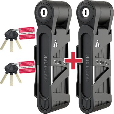 Компактний складаний замок FoldyLock для велосипеда, набір з 2 велозамків з 6 однаковими ключами і кріпленням, високий рівень безпеки, легкий, для електровелосипеда, самоката, довжина 85 см