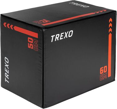 Бокс для стрибків TREXO 3в1, 50x60x75 см, шкірозамінник, чорний, 8 кг