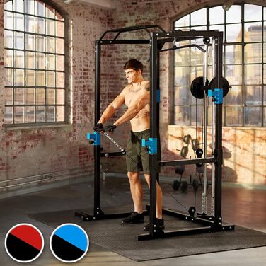 Силова станція tectake Power Rack для фітнесу, турнік подвійний, міцна сталева рама