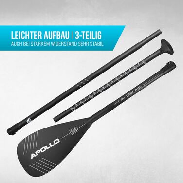 Весло Apollo Carbon SUP, 3 ел., 180-220 см, Карбон/Скловолокно