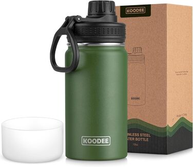 Термобутилка Koodee 350 мл з нержавіючої сталі, ізольована, герметична, BPA Free, вакуумна пляшка для води для школи, спорту, фітнесу та активного відпочинку
