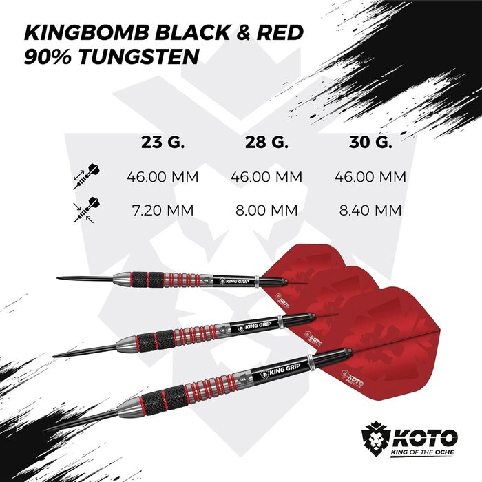 Дротики KOTO Kingbomb Black & Red 90 вольфрамова сталь 30г