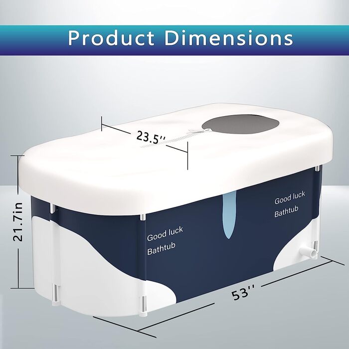 Дуже велика портативна складна ванна 135 см з металевим каркасом для дорослих, сімейна SPA-ванна з накриттям для маленької ванної кімнати, товста багатошарова ванна з кришкою