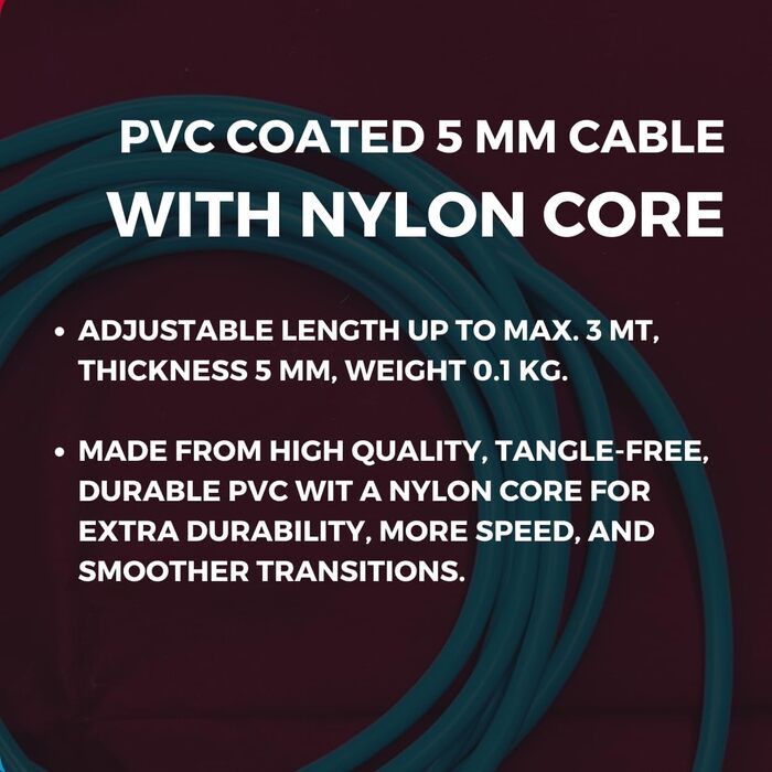 Скакалка Elevate Speed Rope MAX професійна, міцний ПВХ з нейлоновим осердям, 5 мм, довжина до 3 м, надміцні ручки