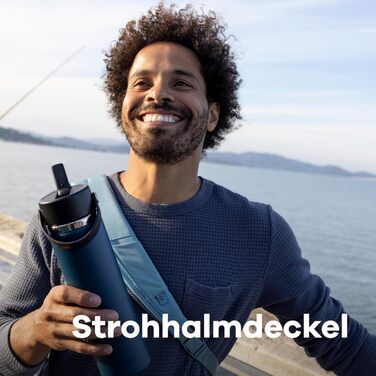 Гідрофляга HYDRO FLASK 946 мл, широка горловина, нержавіюча сталь, термос-пляшка з трубочкою, вакуумна ізоляція, Surf