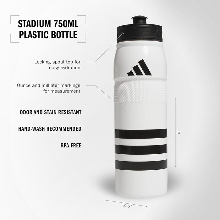 adidas спортивна пляшка 750 мл, пластикова, багаторазова, біло-чорна, універсальний розмір