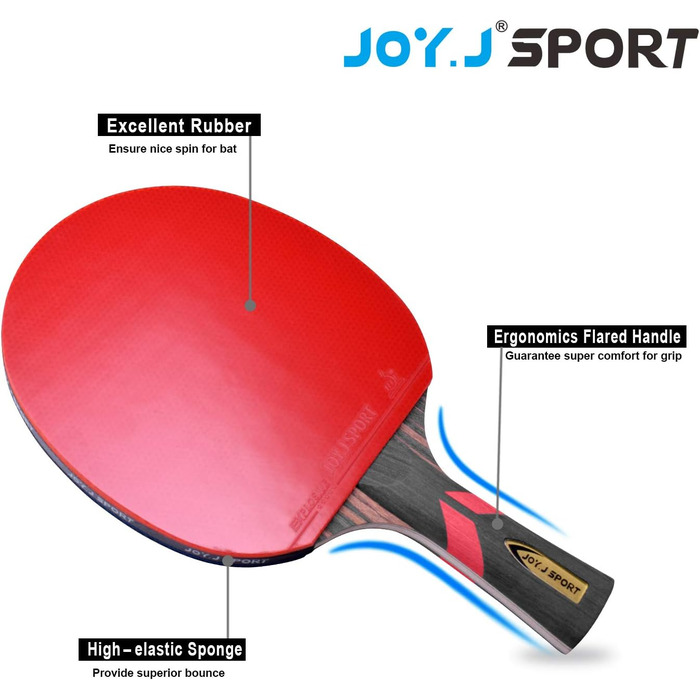 Професійна ракетка для настільного тенісу JOYJ Sport, ідеально підходить для гравців середнього та просунутого рівня (початківці та середні)