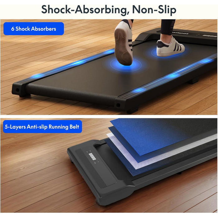 Бігова доріжка FlexiSpot Walking Pad 4-в-1 для дому та офісу, електрична підлогова доріжка 2.5HP, портативна, LED-дисплей, регулювання швидкості, пульт ДК, чорна