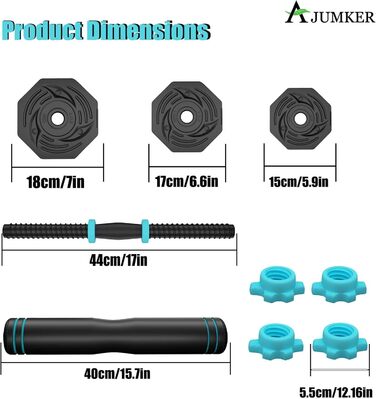 Гантелі AJUMKER 20 кг, регульовані, силовий тренінг 3 в 1 для дому
