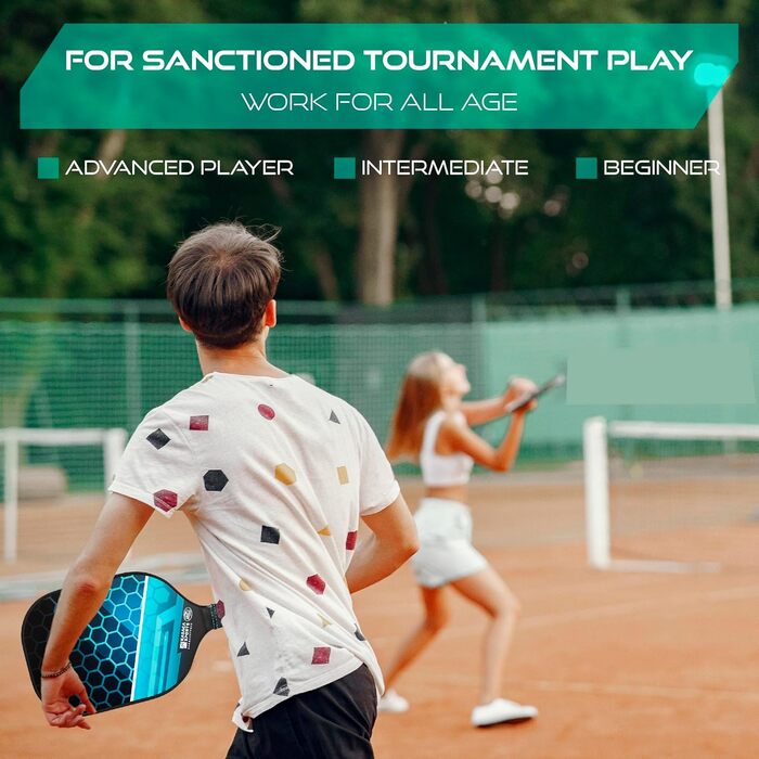 Набір ракеток KASACA Pickleball з 2 графітових м'ячів USAPA + 4 м'ячі