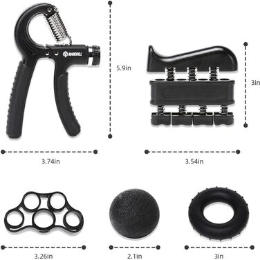 Тренувальний набір для тренажера на зап'ястя - Упаковка з 7 шт. , тренажер з регульованим хватом, антистресовий м'яч, гіроскопічний м'яч тренажер для фітнесу Силові тренування в домашніх умовах